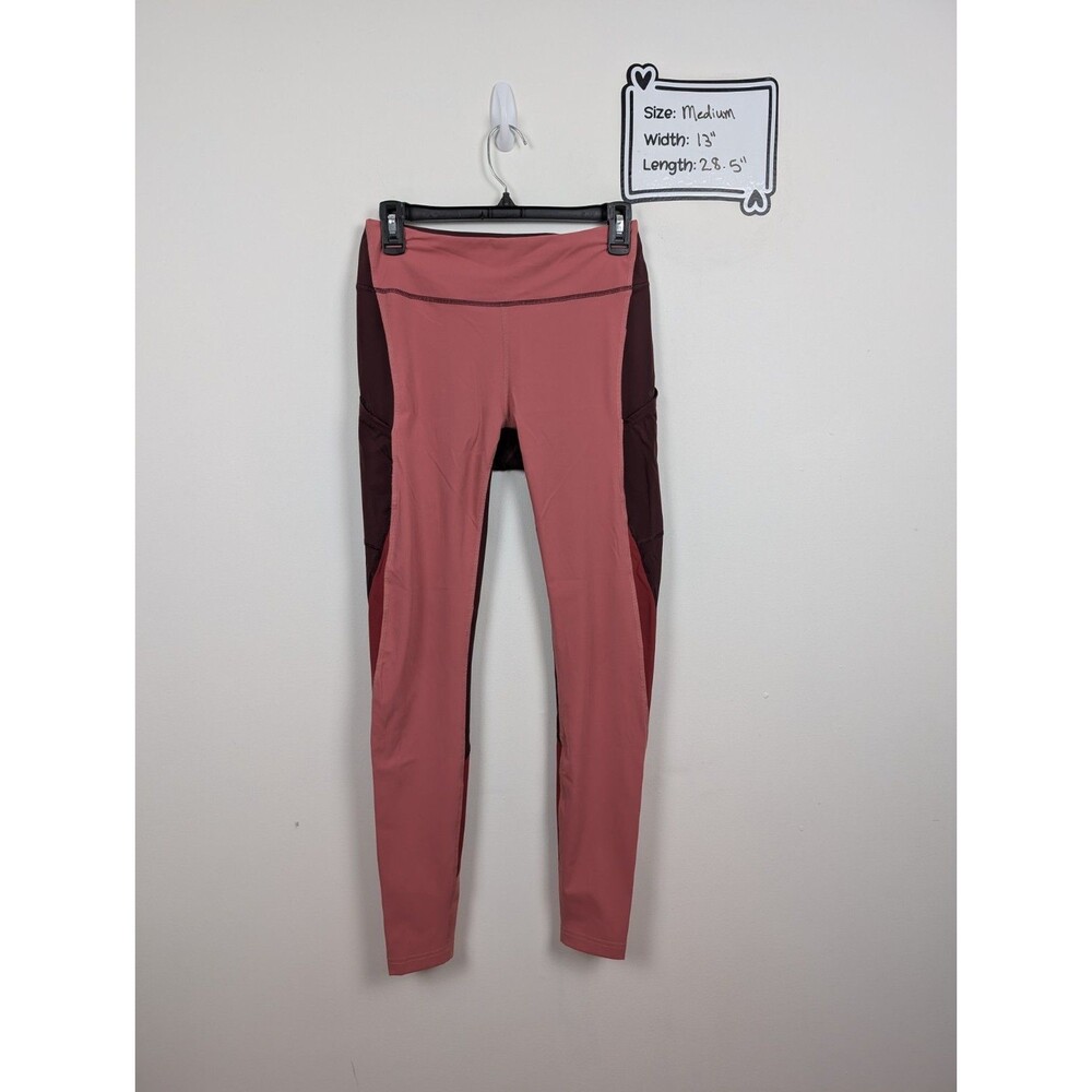 Outdoor Voices Leggings Women's Medium Pink Color Block Full Length Active Yoga